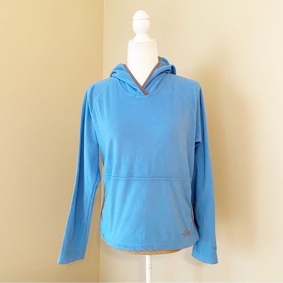 The North Face Hoodie Lightweight Fleece Pullover TKA 100 Blue and Gray - Small - Picture 1 of 13